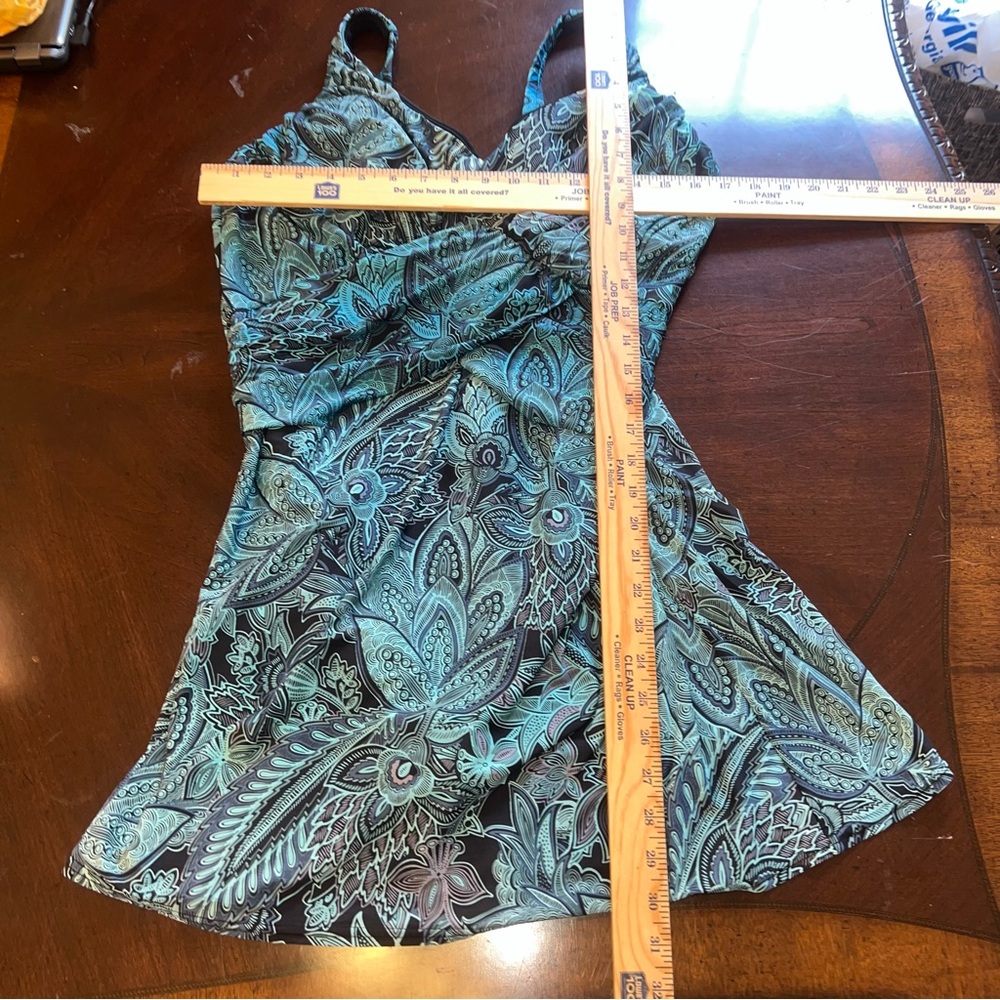 Lands End Swim Dress Women 16W Blue Black Paisley Slimming Underwire Bra - Picture 10 of 10